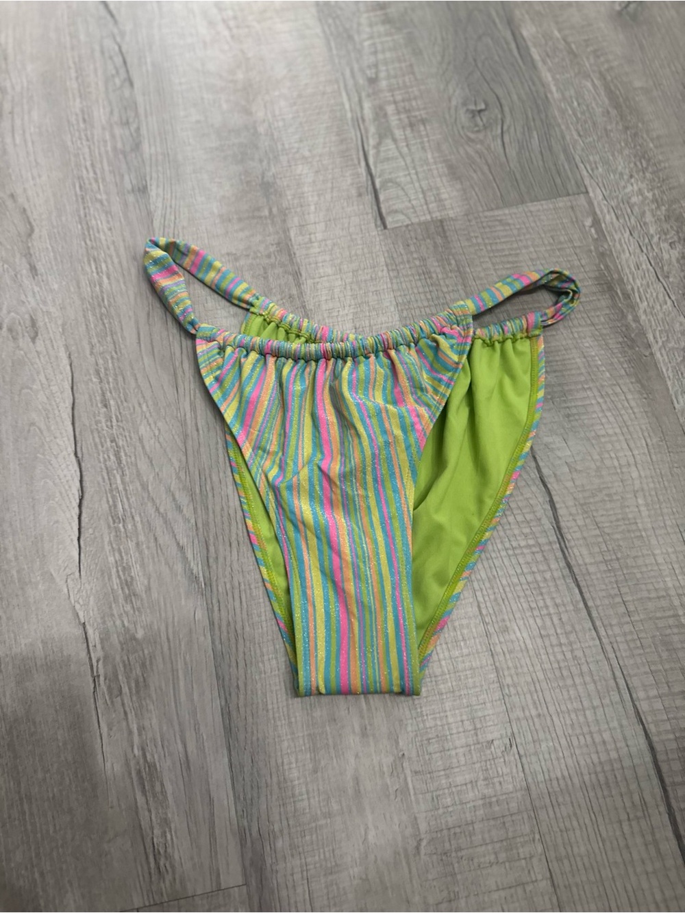 wild fable Lime Green Multicolor Striped Bikini Bottom